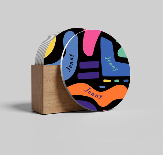 Personalised Coaster Set - Colorful + Name
