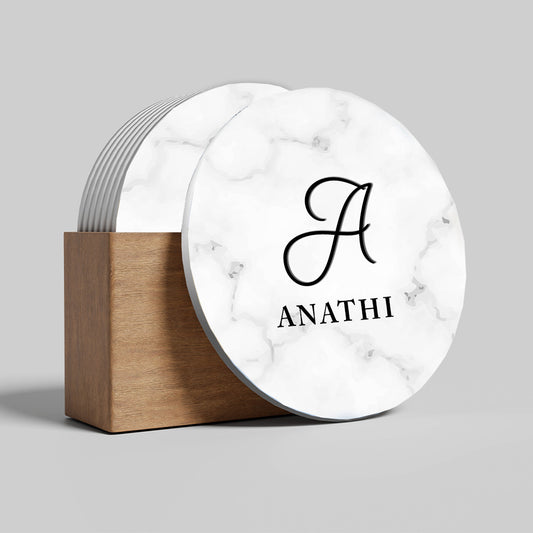 Personalised Coaster Set - Name + Initial