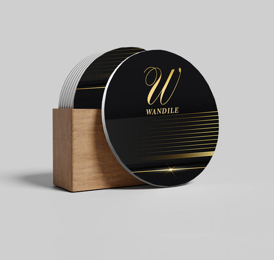 Personalised Black Coaster Set