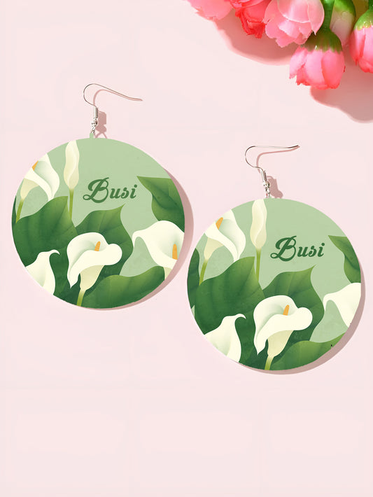 Personalised Green Earrings - Name