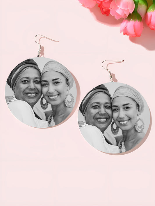 Personalised Earrings - Black & White Photo