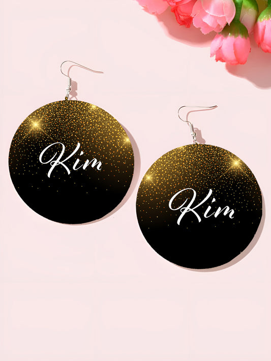 Personalised Black Earrings - Name