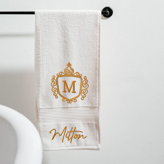 Personalised PureStay 100% Cotton Royalty Hand Towel - Ivory