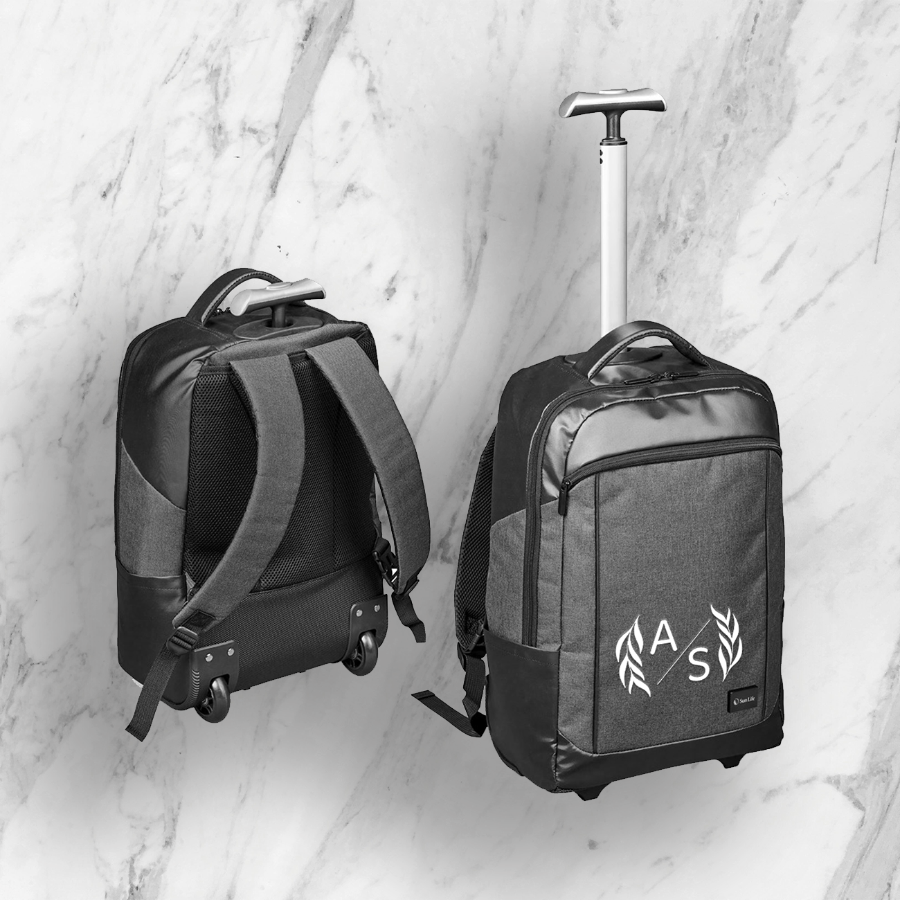 NexTrek Laptop Trolley Backpack - Leafy Initials