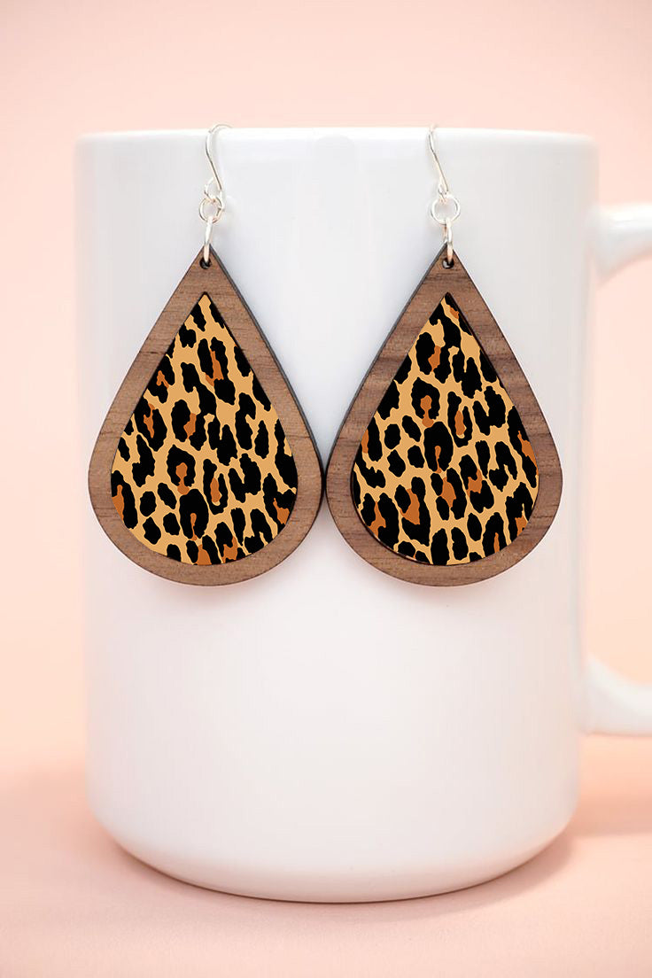 Teardrop Earrings - Leopard Print
