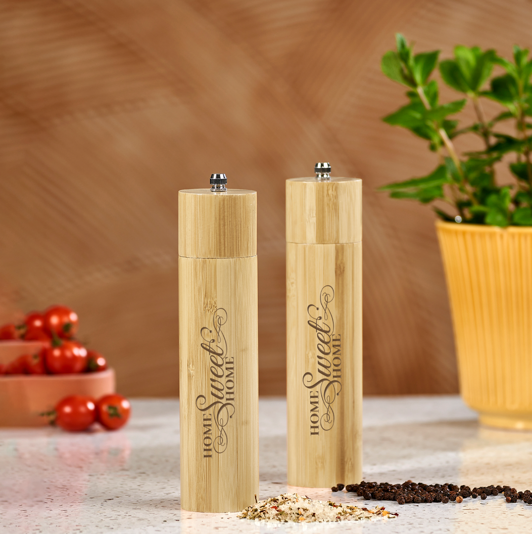 Bamboo Seasoning Salt or Pepper Mill - Home Sweet Home