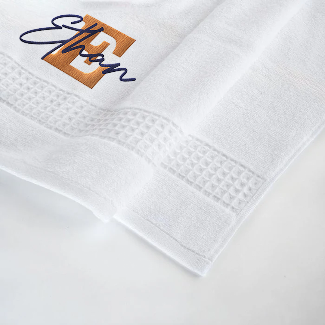 Personalised WaffleWeave Design Bath Sheet - Brown