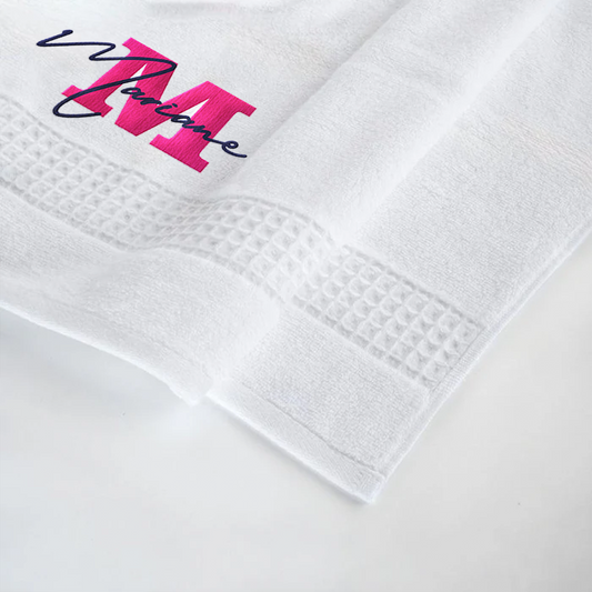 Personalised WaffleWeave Design Bath Sheet - Pink