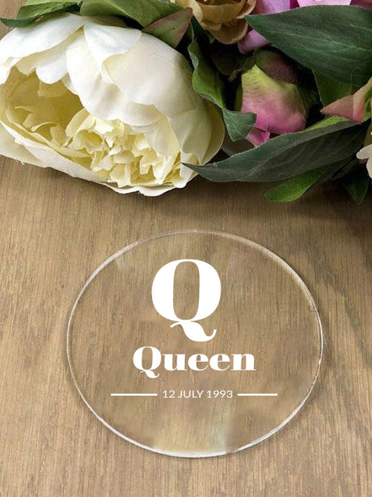 Personalised Coaster Set - DOB + Initial & Name