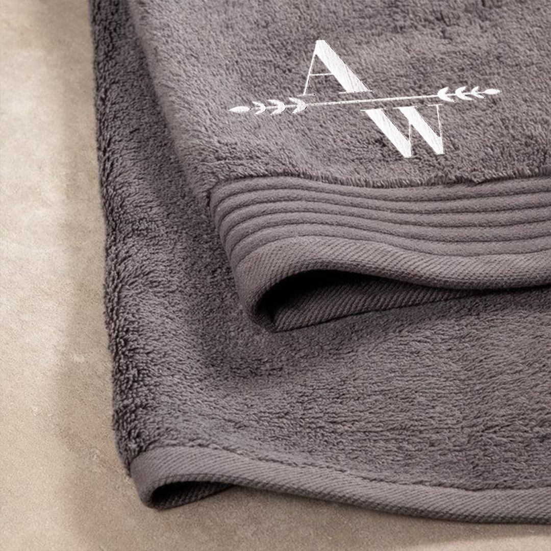 Luxury Egyptian Cotton Zero Twist Bath Sheet - Initial + Leaf