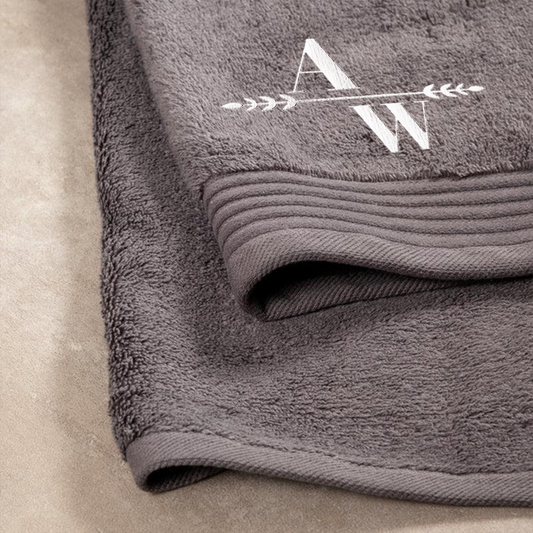 Luxury Egyptian Cotton Zero Twist Bath Sheet - Initial + Leaf