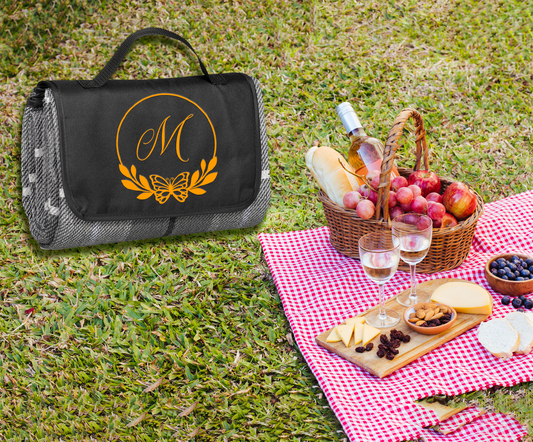 Pastel Horizon Picnic Blanket - Initial + Leaf