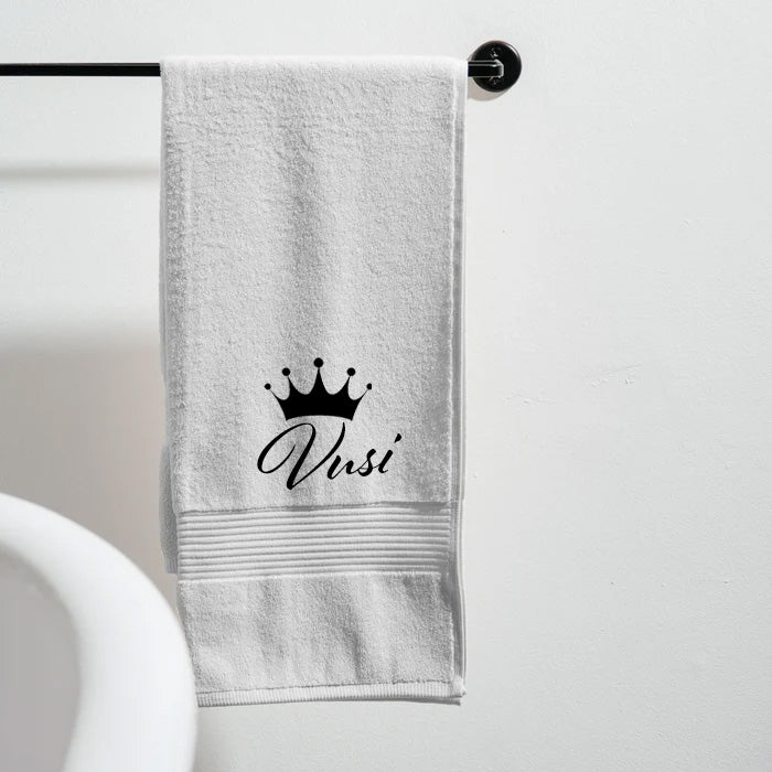 Personalised PureStay 100% Cotton Crown Hand Towel - Silver Grey