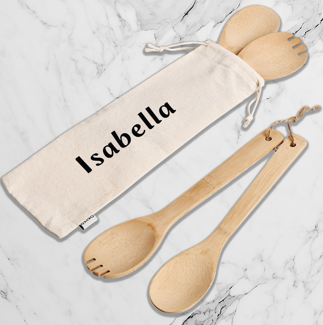 Ecopair Bamboo Salad Servers - Name