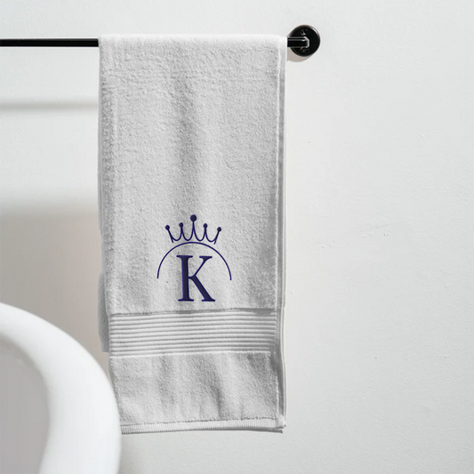 Personalised PureStay 100% Cotton Crown Hand Towel - Silver Grey