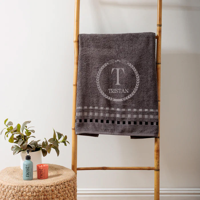 Personalised XXL Leafy Design Bath Sheet