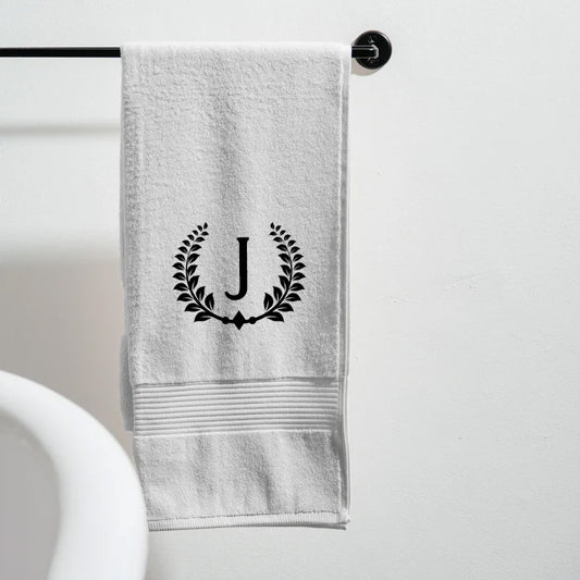 Personalised PureStay 100% Cotton Leafy Hand Towel - Silver Grey