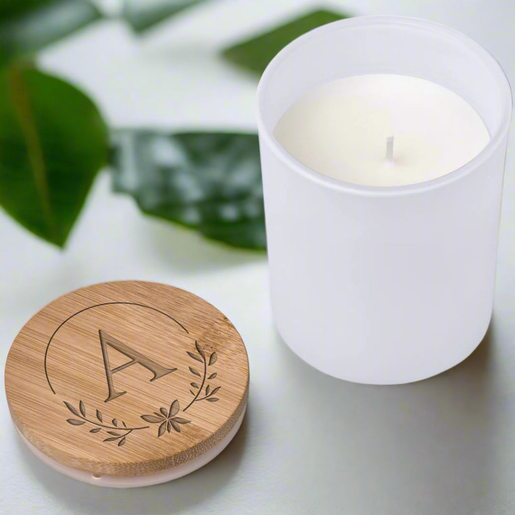 Personalised Graceful Flow Scented Candle Initial & Leaf