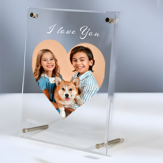 Personalised Acrylic Frame - I Love You + Heart Photo