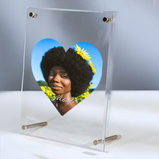 Personalised Acrylic Frame - Heart Photo + Name