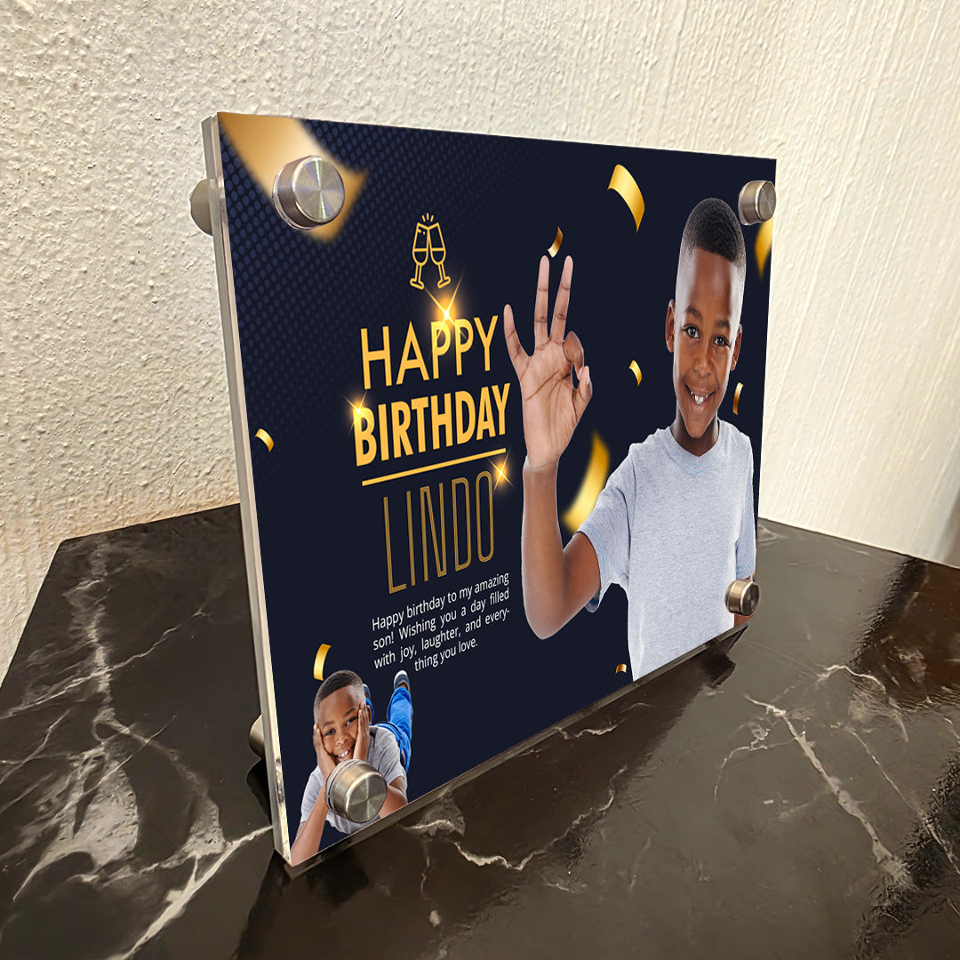 Personalise Happy Birthday Acrylic Photo Frame