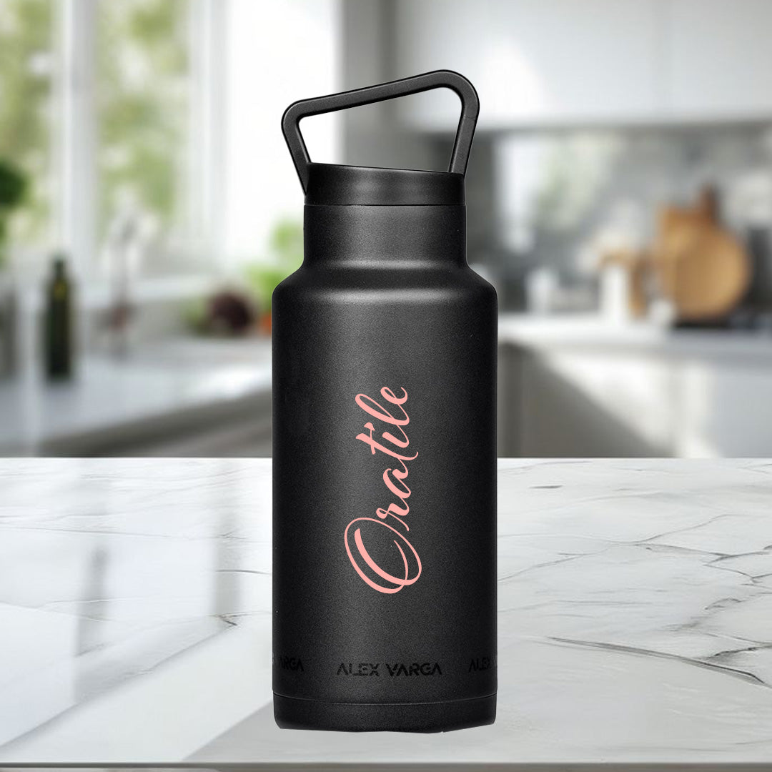 Barbella Series Stainless Steel Vacuum Water Bottle - 1 Litre Name ONLY