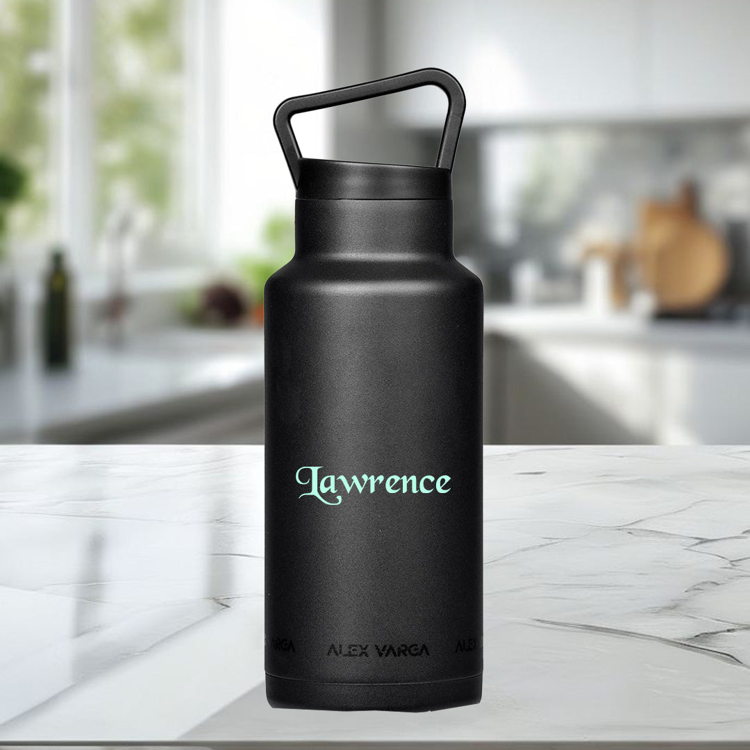 Barbella Series Stainless Steel Vacuum Water Bottle - 1 Litre Blue Name