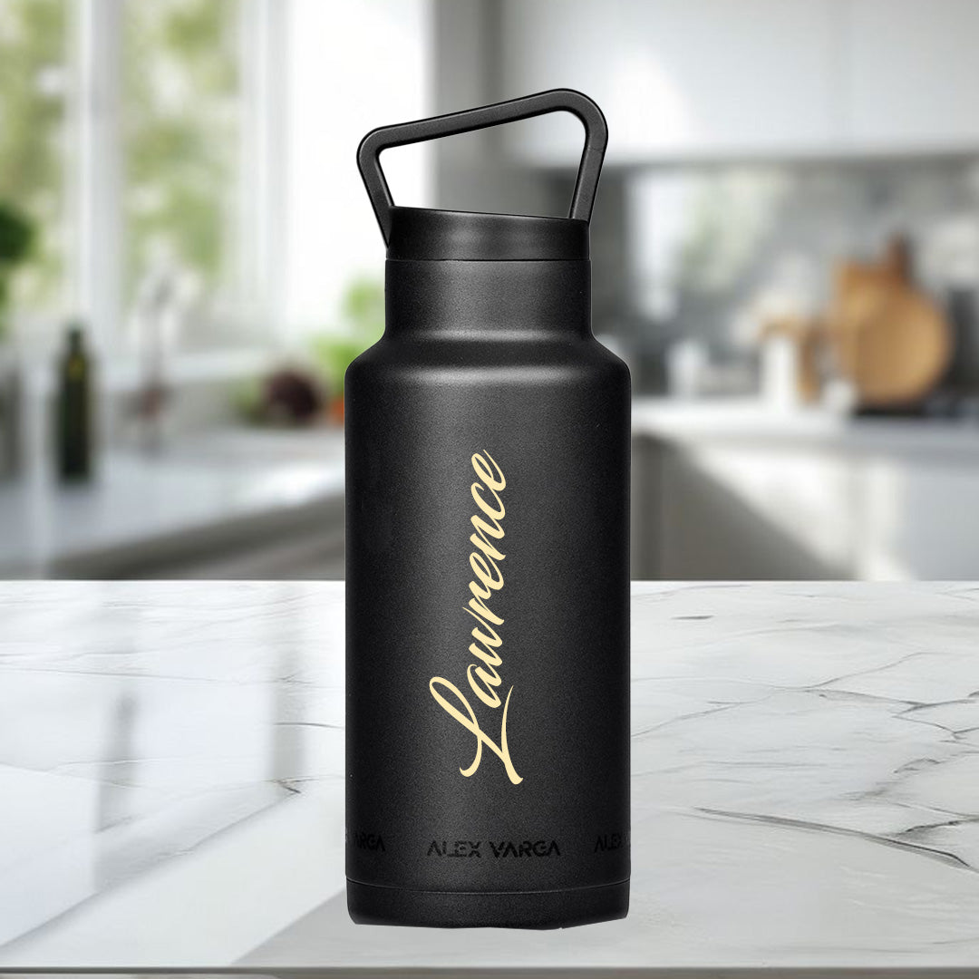 Barbella Series Stainless Steel Vacuum Water Bottle - 1 Litre Yellow Name