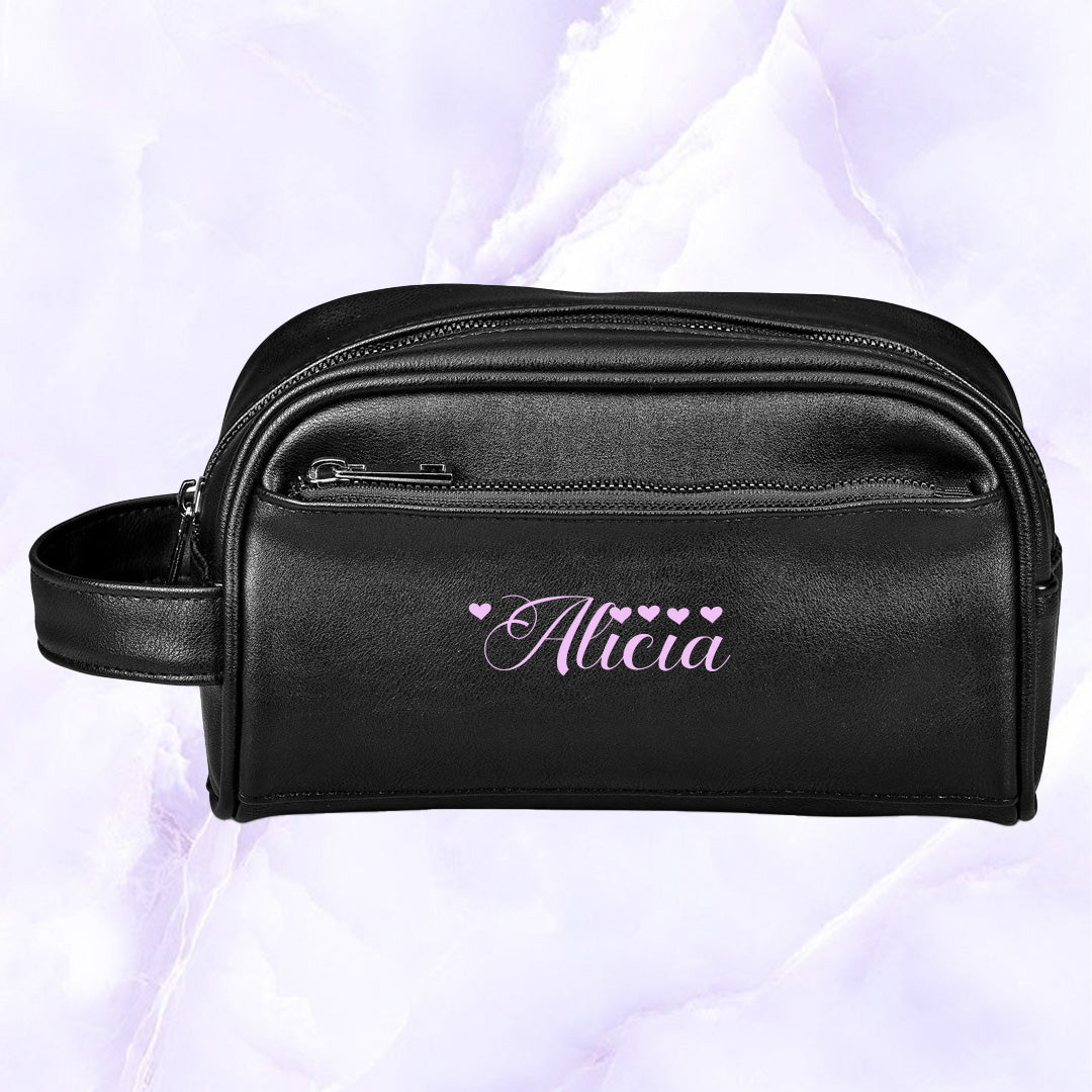 Claska Luxe Toiletry Bag - Hearts + Name