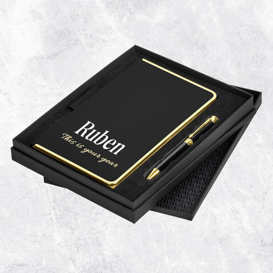 Personalised Ink & Elegance Notebook & Pen Set - Your Year