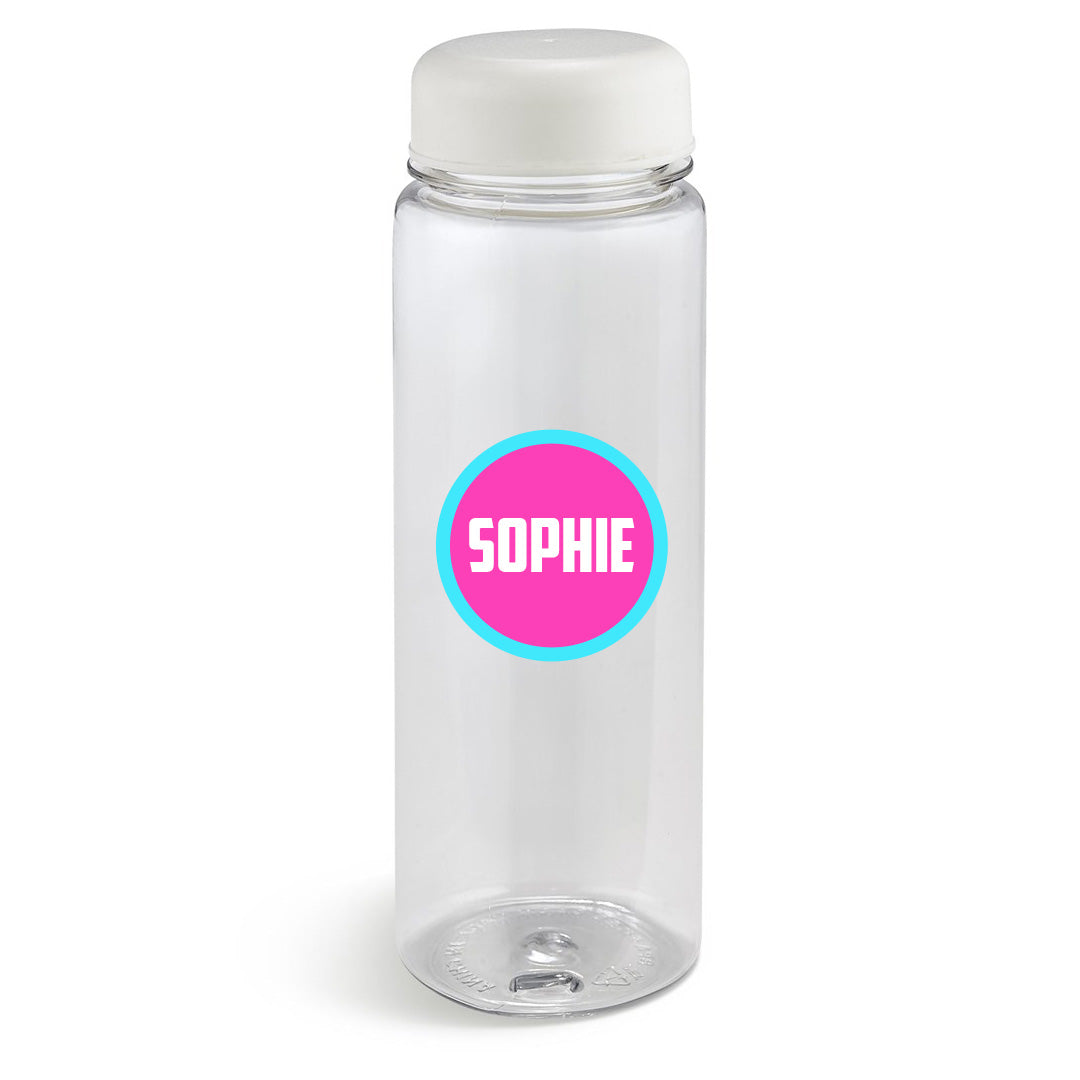 Personalised H2O Glow Plastic Water Bottle - Pink Name