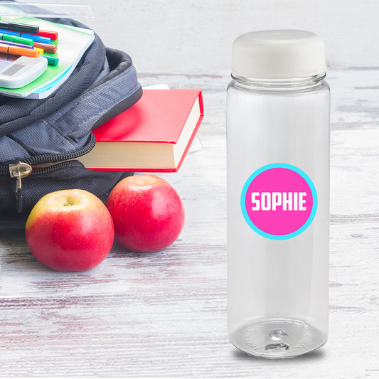 Personalised H2O Glow Plastic Water Bottle - Pink Name