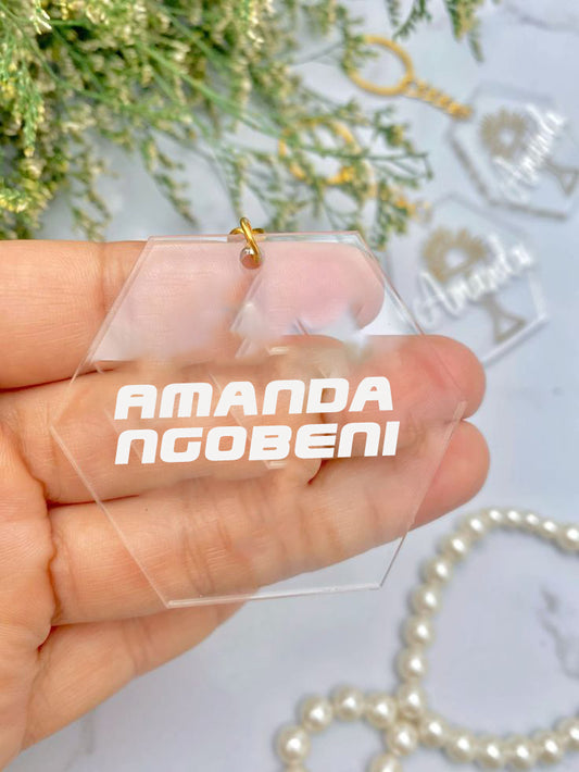 Personalised Hexagon Keyring - Names