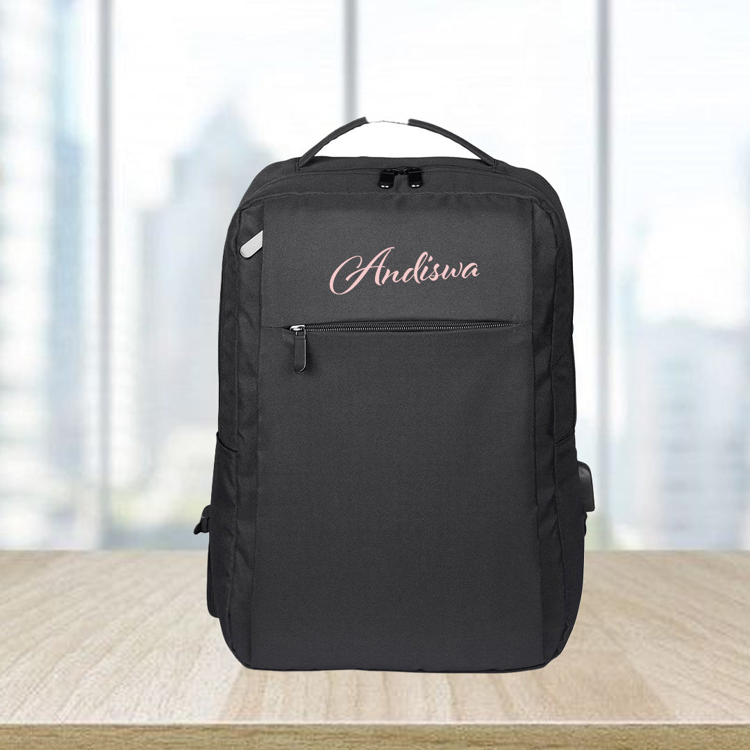Reverta Recycled Laptop Backpack - Pink Name