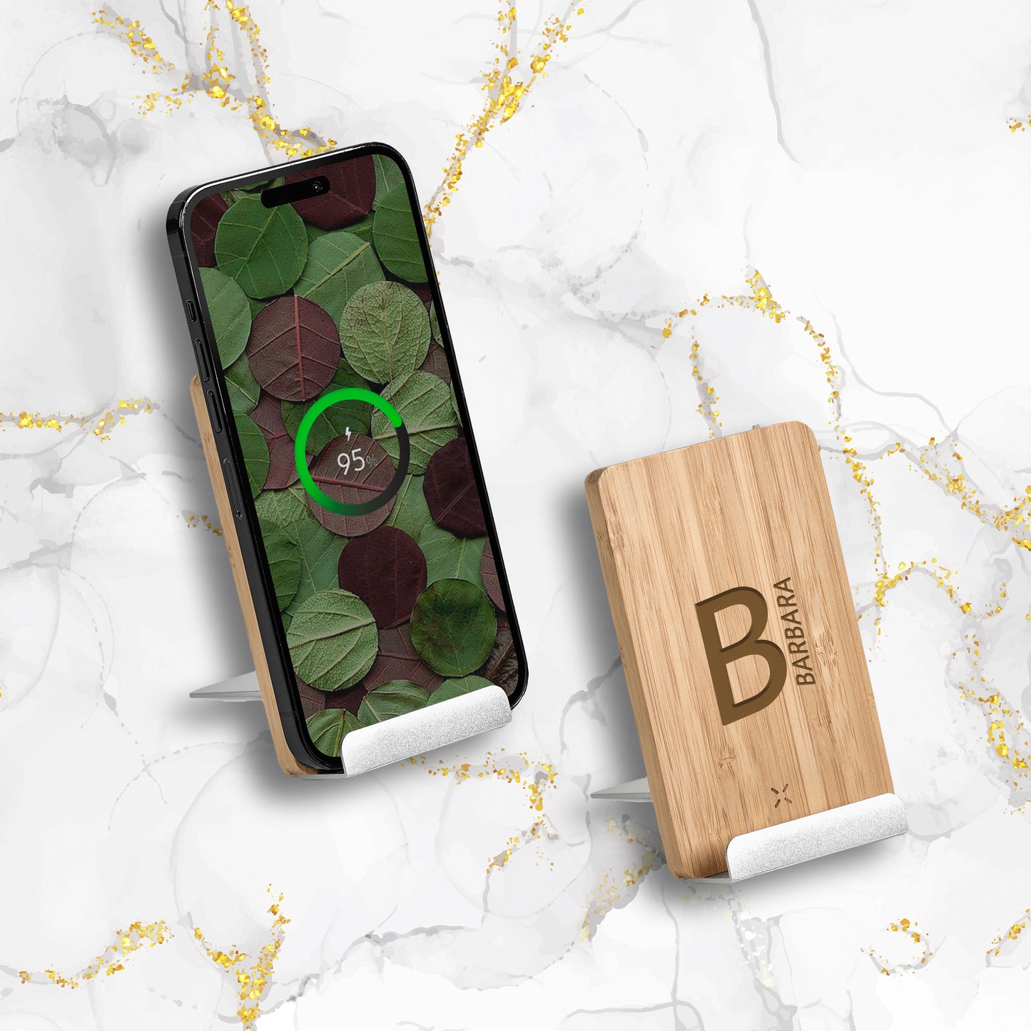 EcoCradle Wireless Charging Phone Stand - Initial + Name