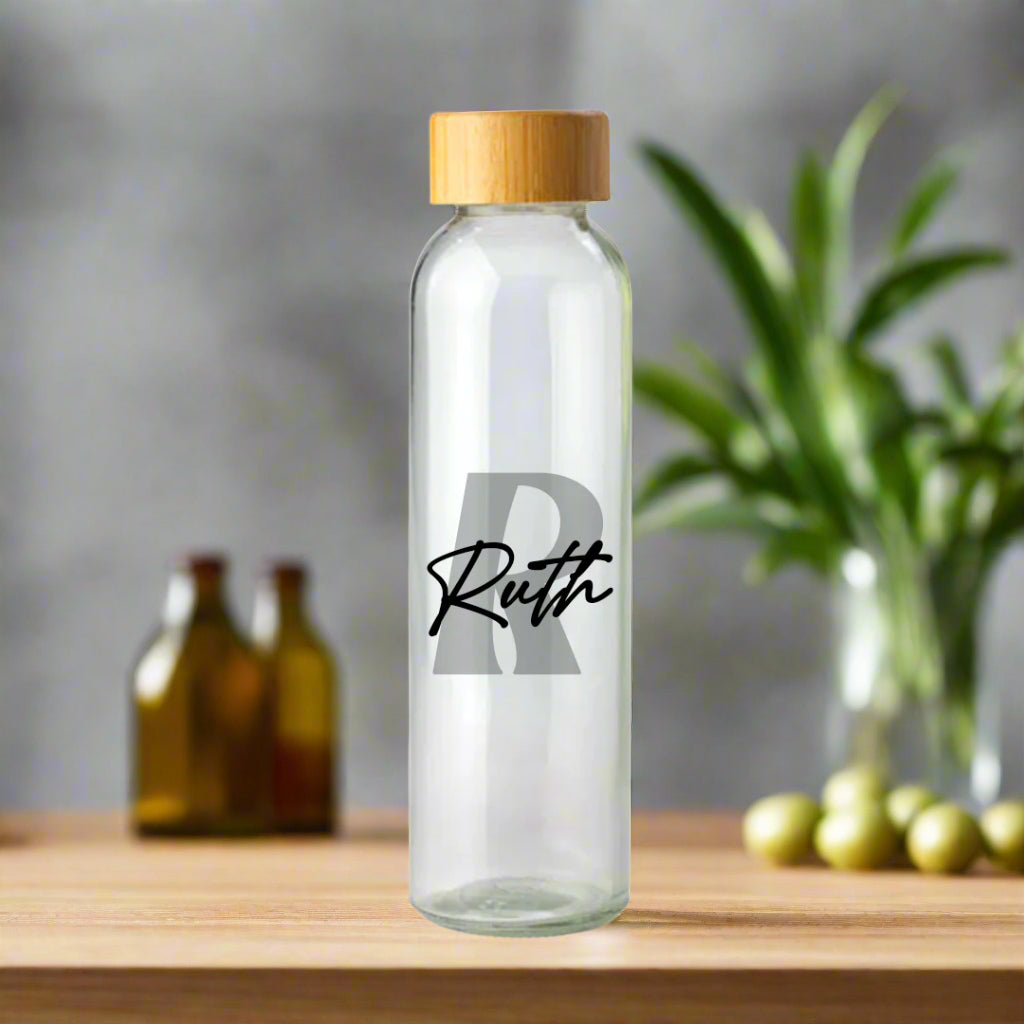 Personalized Bello Glass Water Bottle Initial & Name