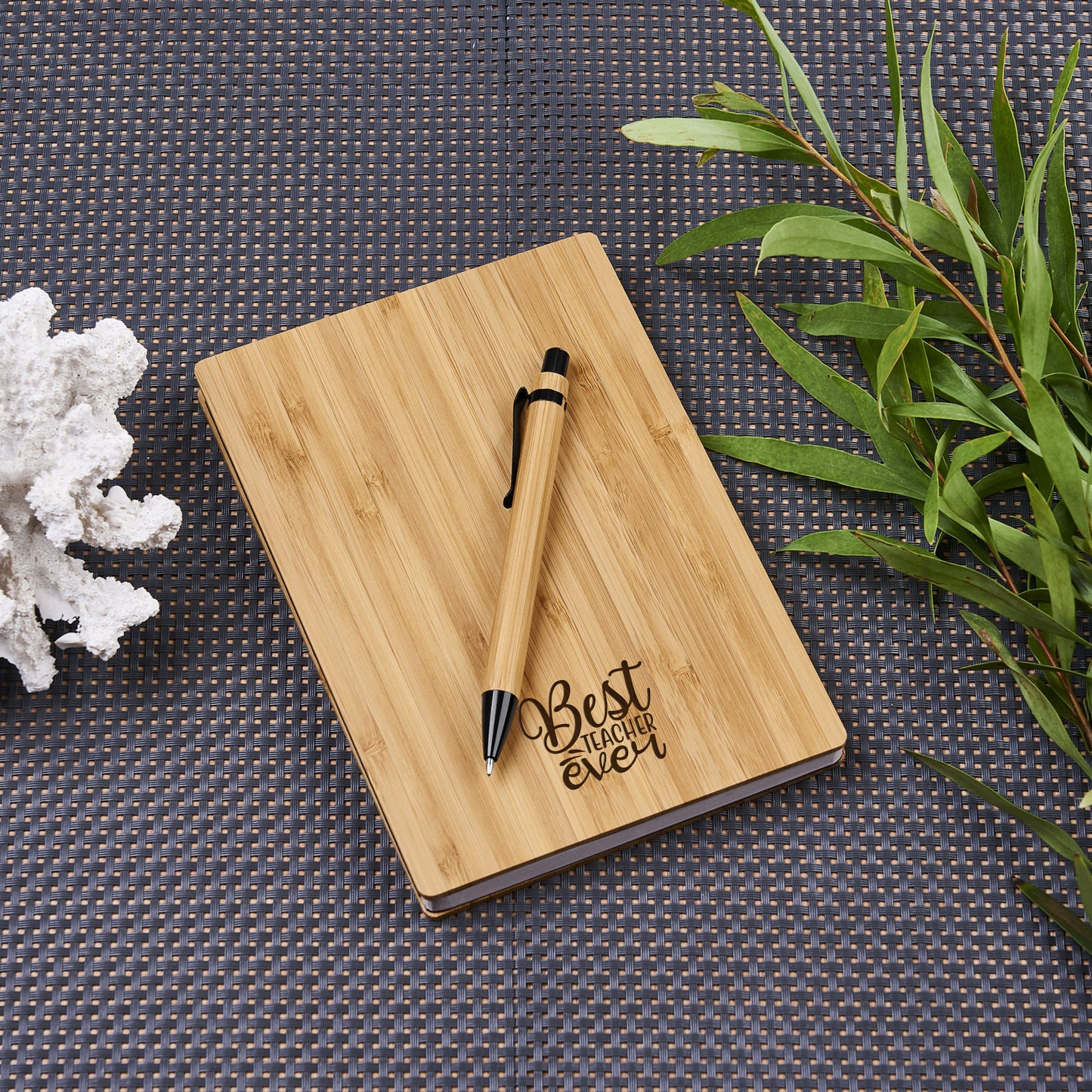 Executive Bamboo Notebook & Pen Set - Best Teacher 1