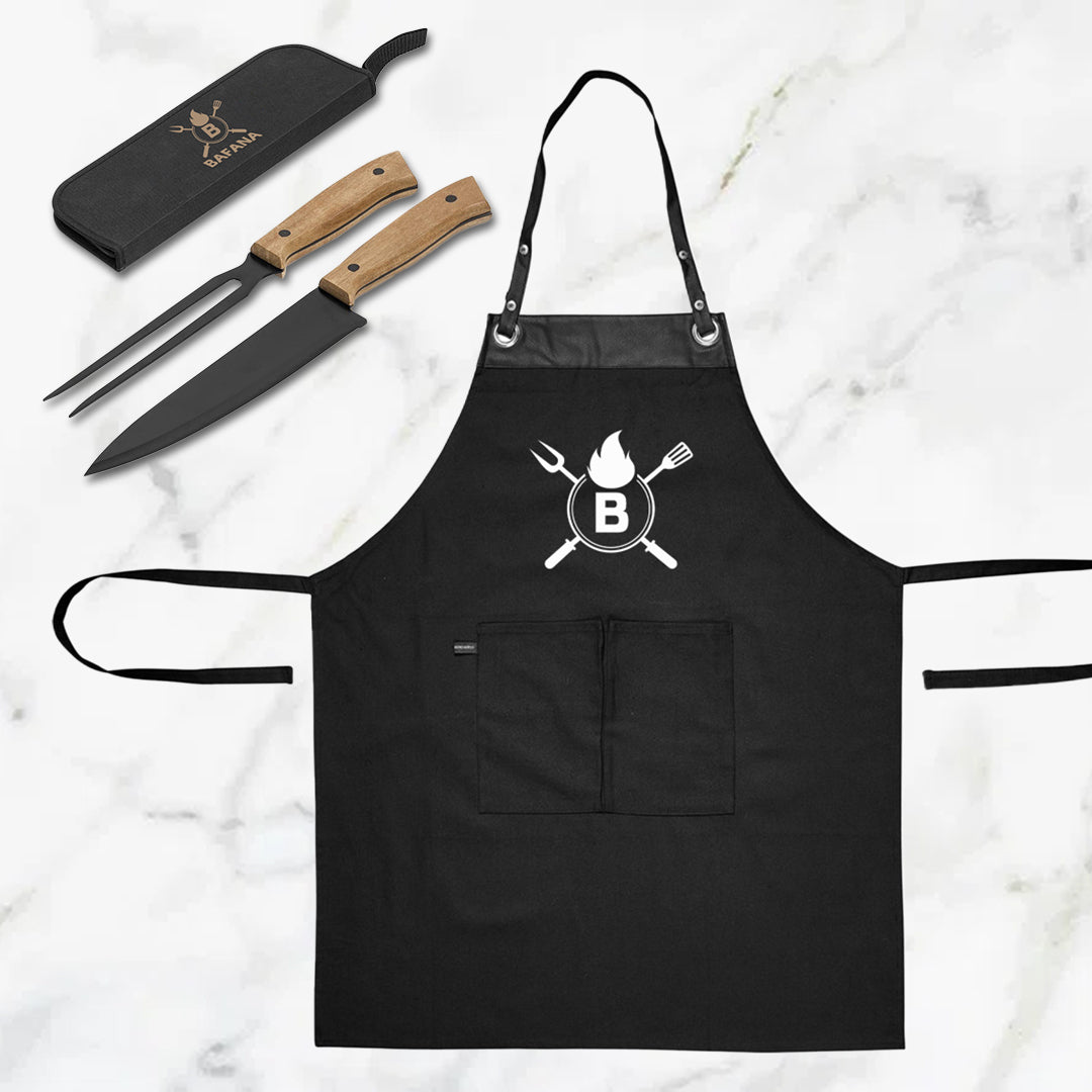 Personalized Grill Master Carving Set - Initial Name Braai Apron