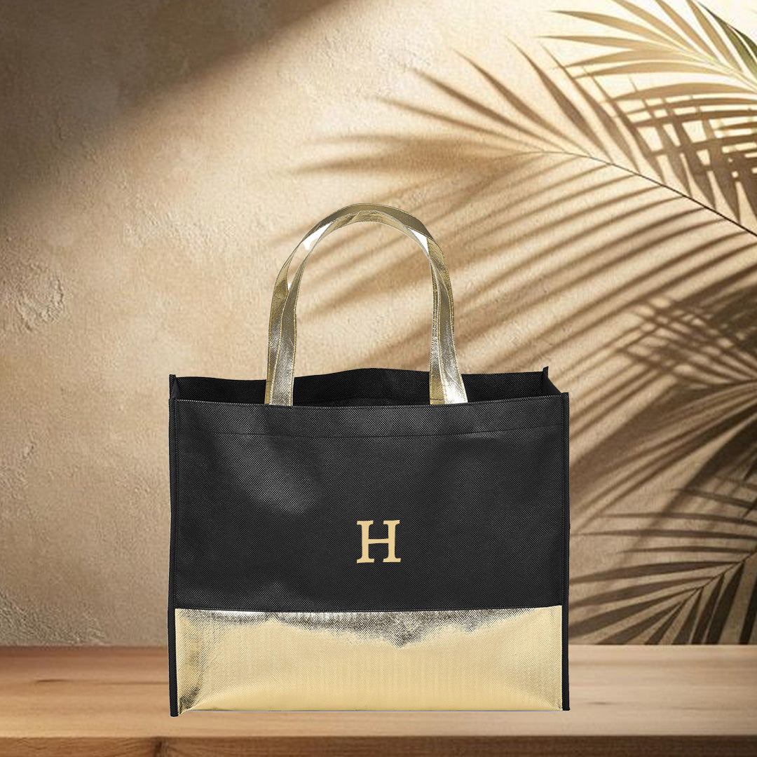 Non-Woven Shopper Bag - Gold Initial