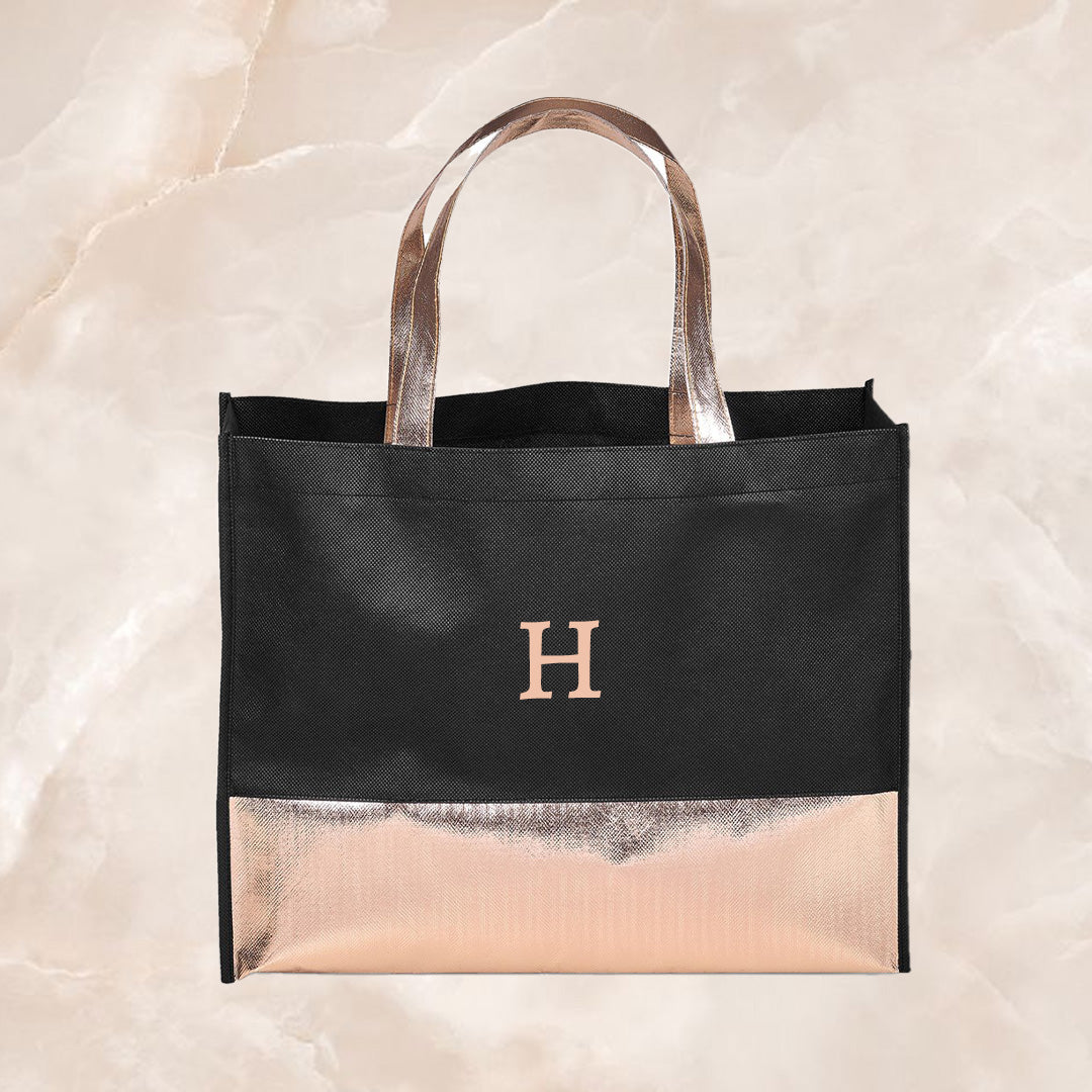 Non-Woven Shopper Bag - Rose Gold Initial