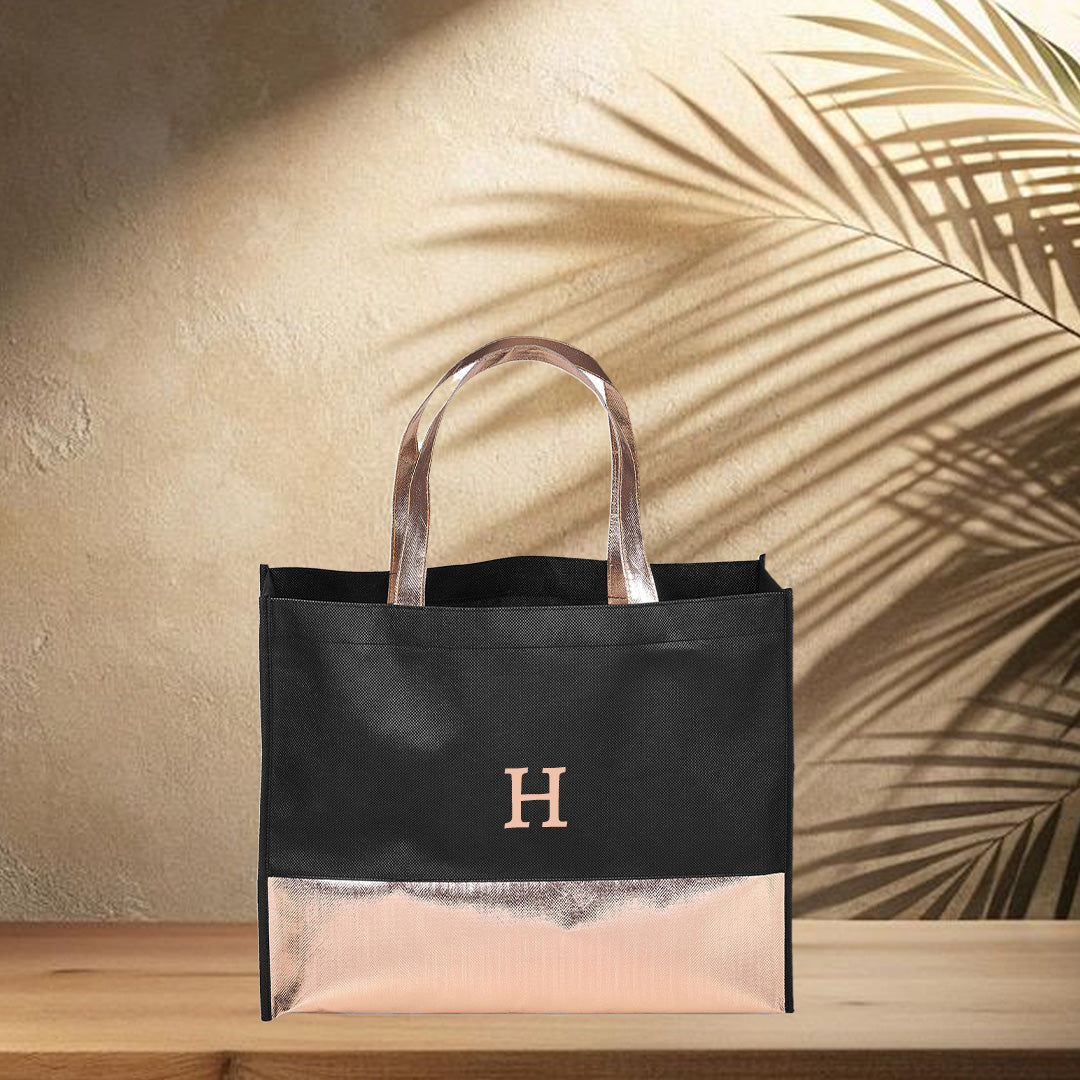 Non-Woven Shopper Bag - Rose Gold Initial