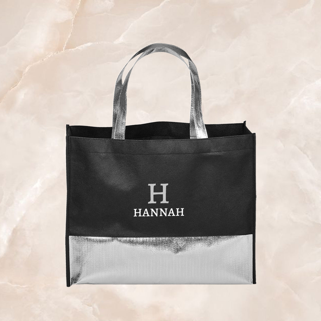 Non-Woven Shopper Bag - Grey Initial + Name