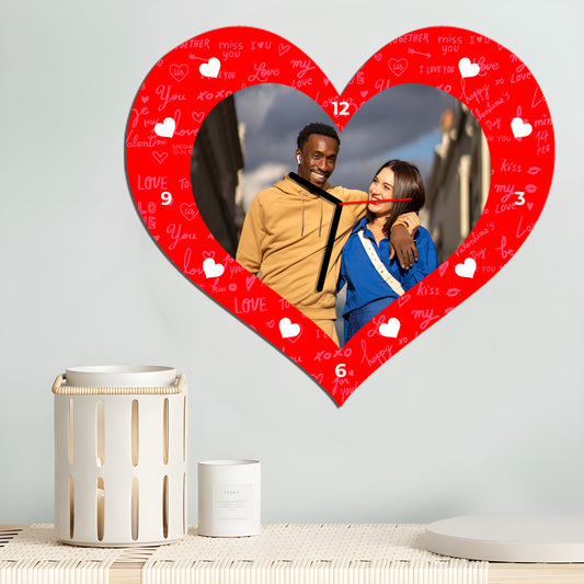 Personalised Heart Wall Clock - Love Photo