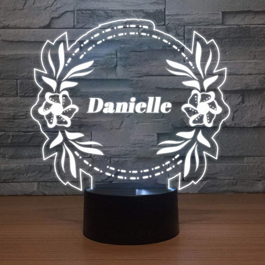 Personalised LED Lamp - Floral Design +  Name