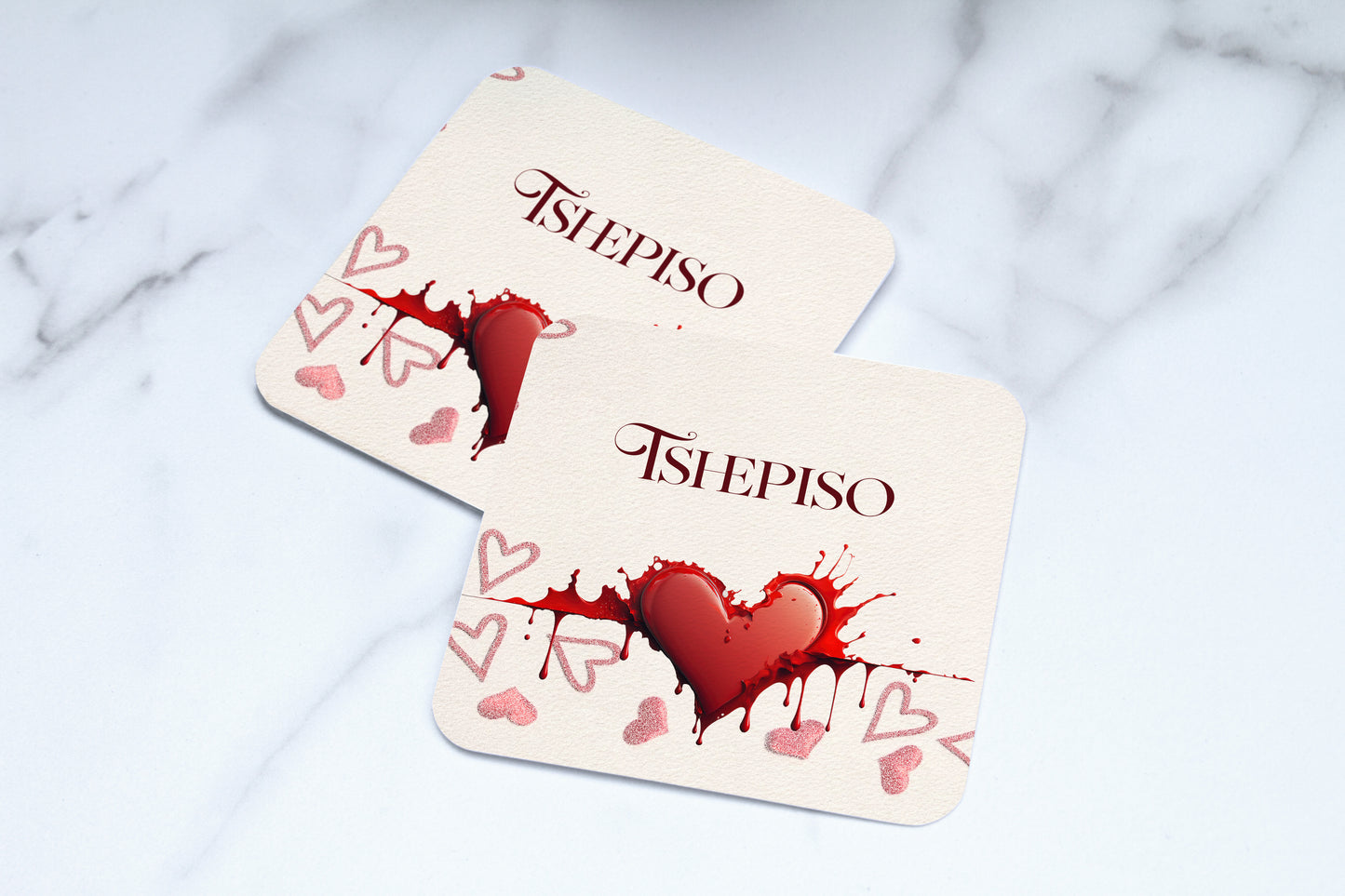 Personalized Full-Color Coaster Name and Heart