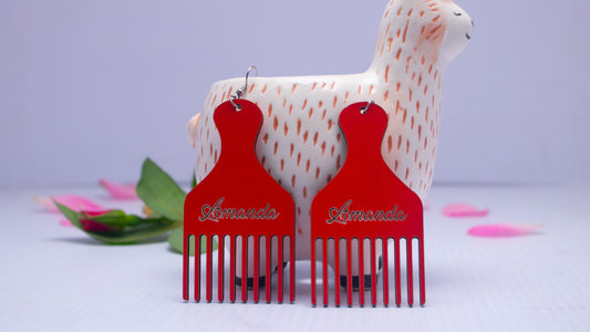 Personalised Afro Comb Earrings