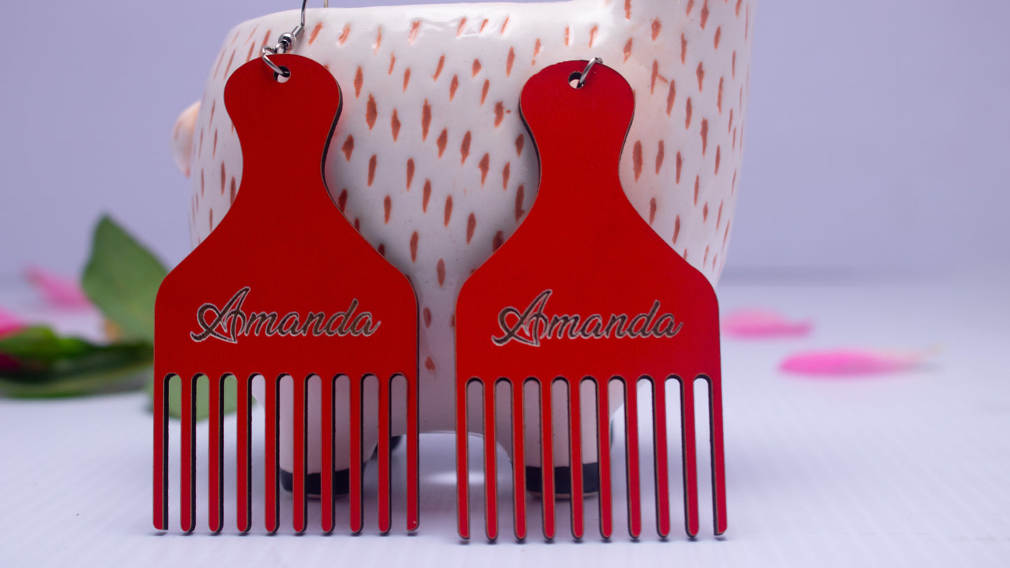 Personalised Afro Comb Earrings