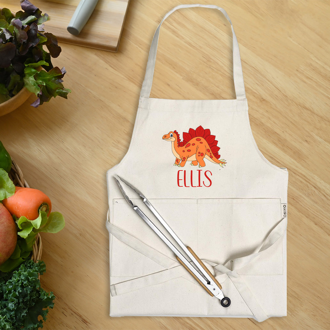 Pure Cotton Apron - Dinosaur + Name