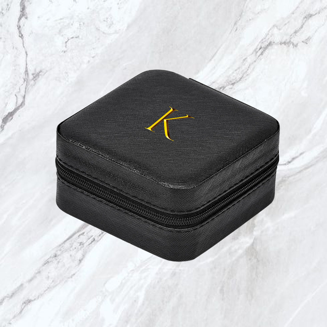 Elegance Travel Jewellery Box - Gold Initial