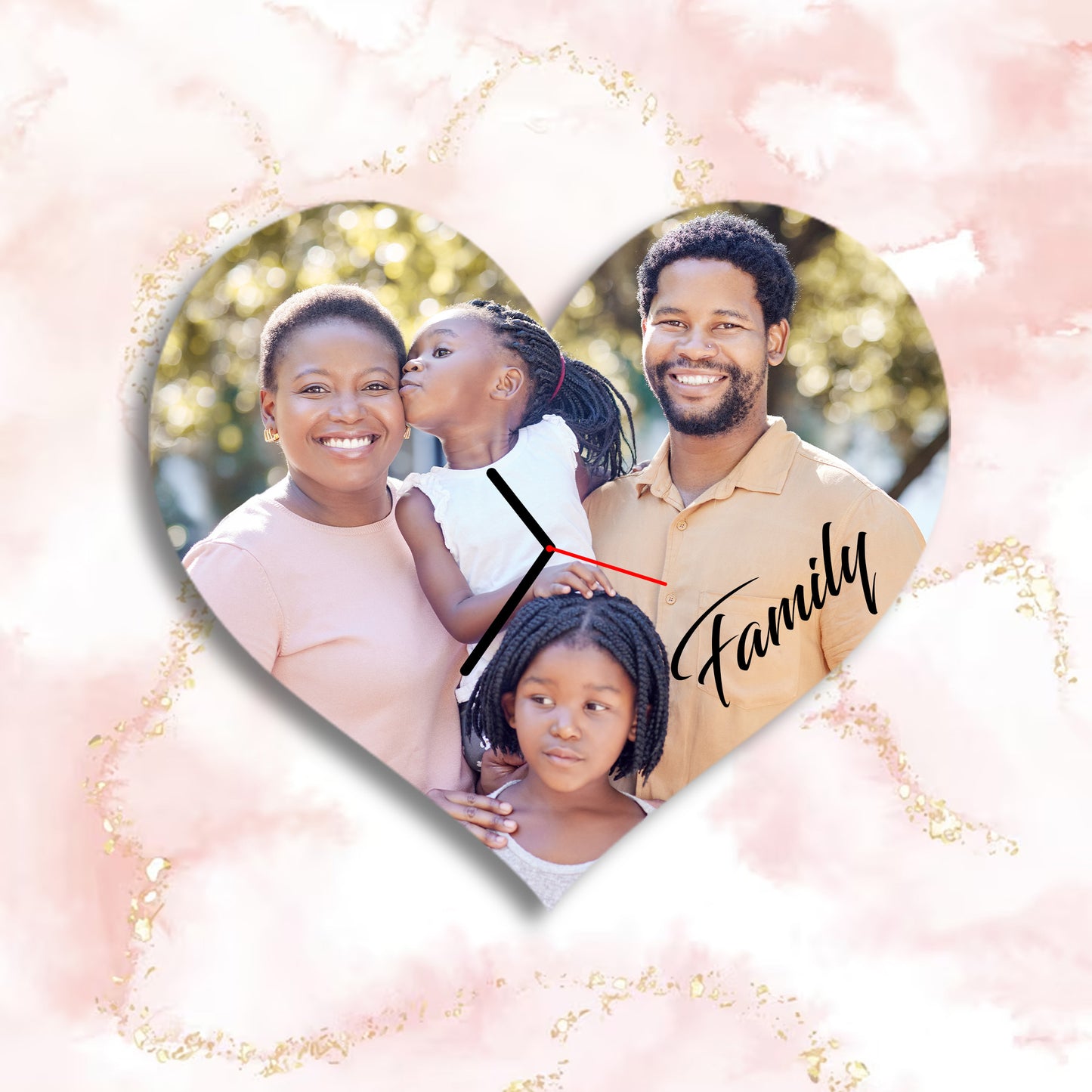 Personalised Heart Wall Clock - Family Photo
